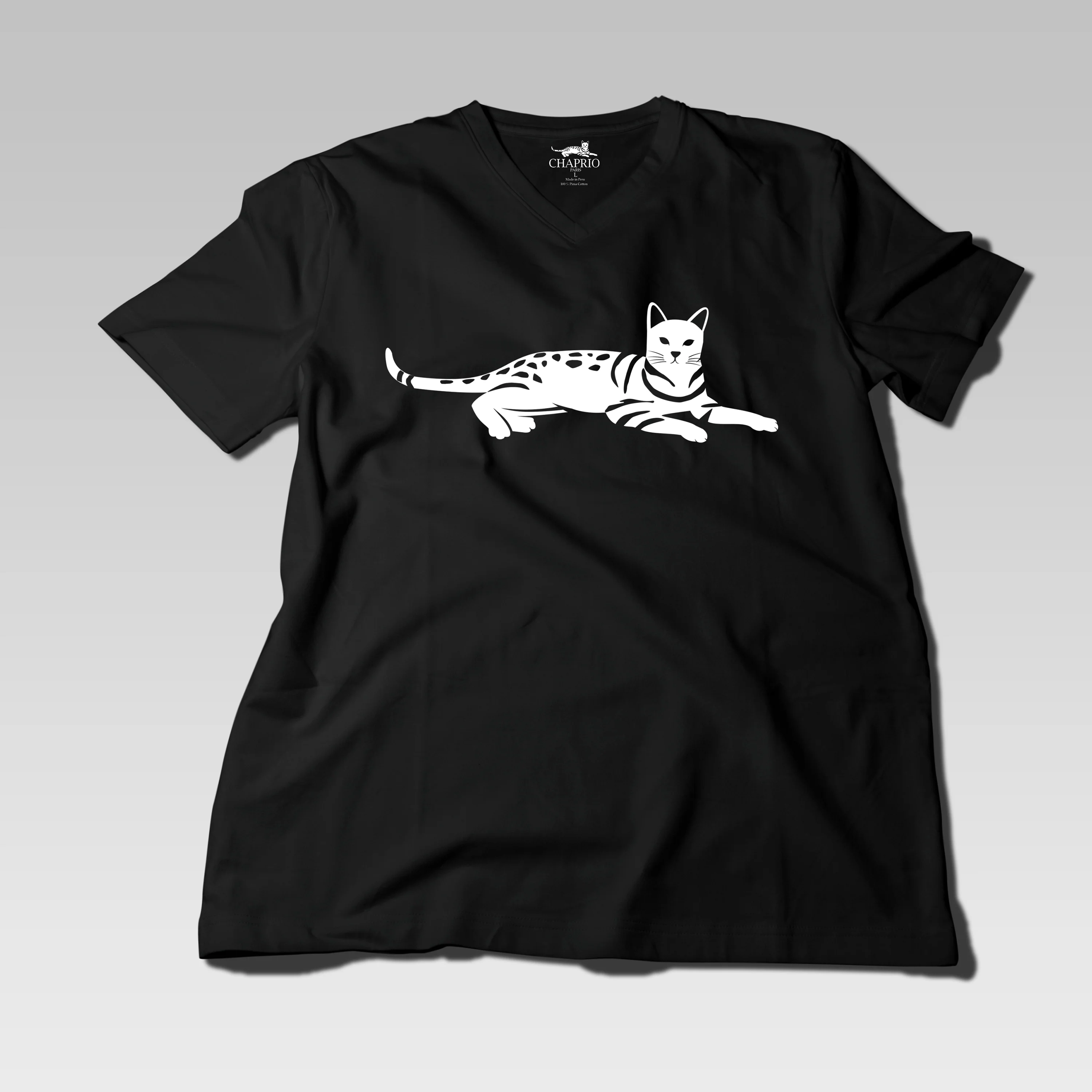 Men's 100% Pima Cotton T-Shirt V-Neck - Black - Small - Image 3