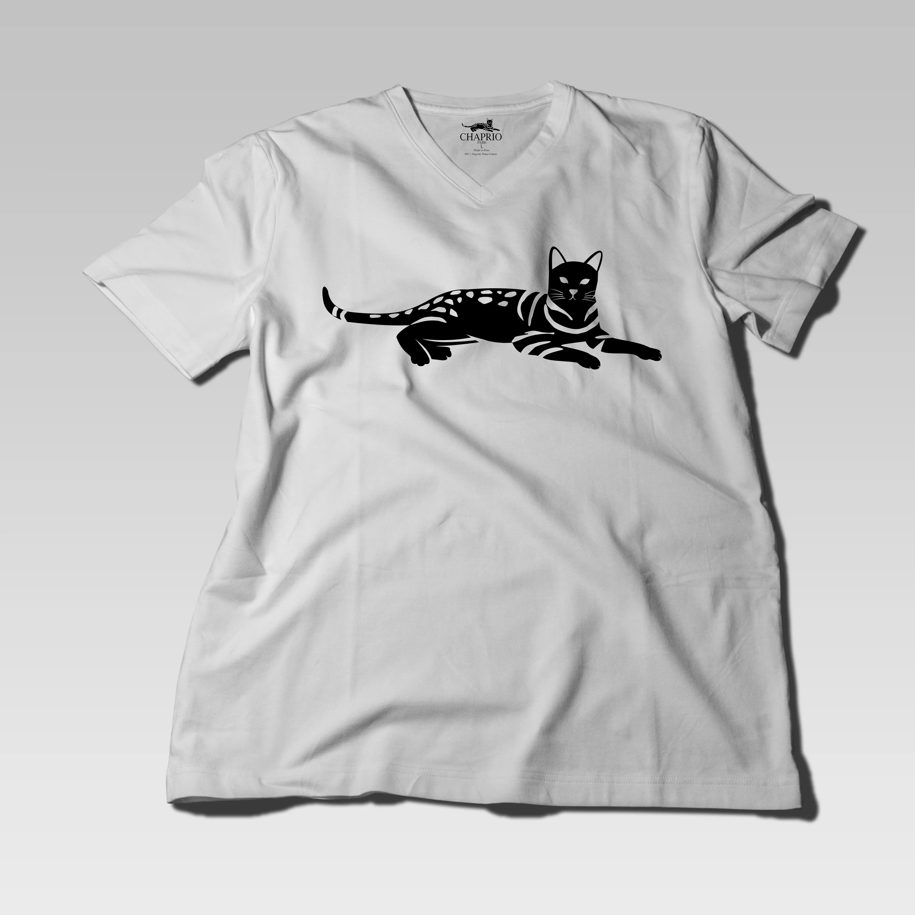 Men's 100% Organic Pima Cotton T-Shirt V-Neck - White - Large - Image 3